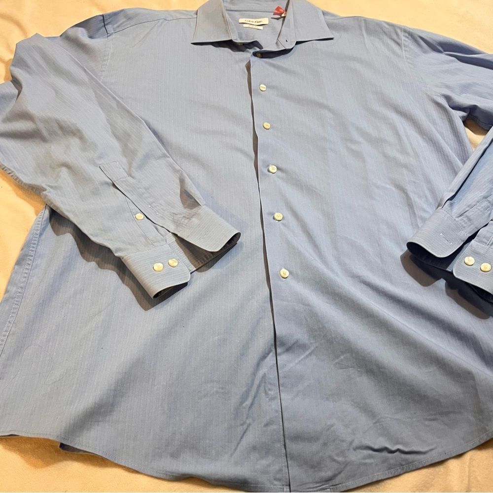 Men’s Calvin Klein Button Up Long Sleeve Shirt Slim Fit SZ 17 1/2 36/37